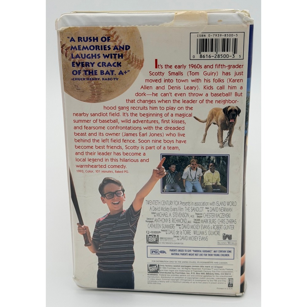 The Sandlot VHS 1993 Fox Video Clamshell Case - Picture 2 of 4